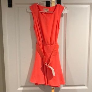 Neon orange dress with belt